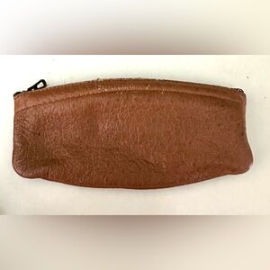 Vintage 1940s Rogers Airlok MCM Genuine Tan Leather Zipper Tobacco Pouch Bag HTF